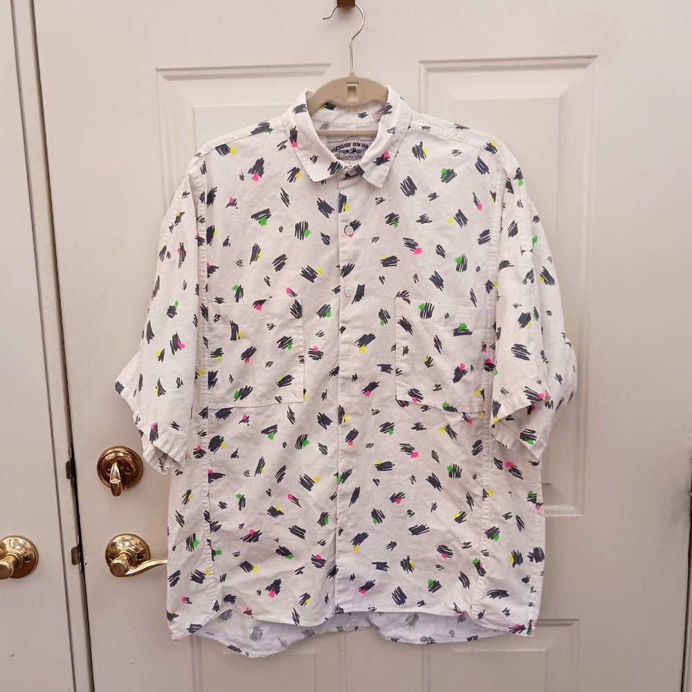 Vintage Legendary Bon Homme 1980s All Over Print Size L Made in USA‎ 80s 90s
